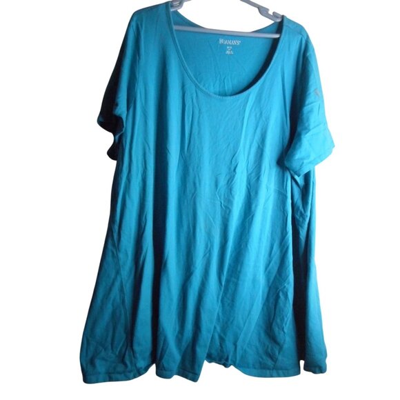 Roaman's Scoop Neck Swing tunic Tee Size 3x 30/32 Teal Blue - Picture 4 of 5